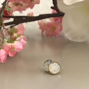 3 for $13 White Stainless Steel Druzy Earrings